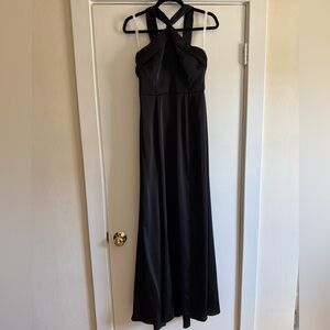 Azazie Rue Black Halter Maxi Dress